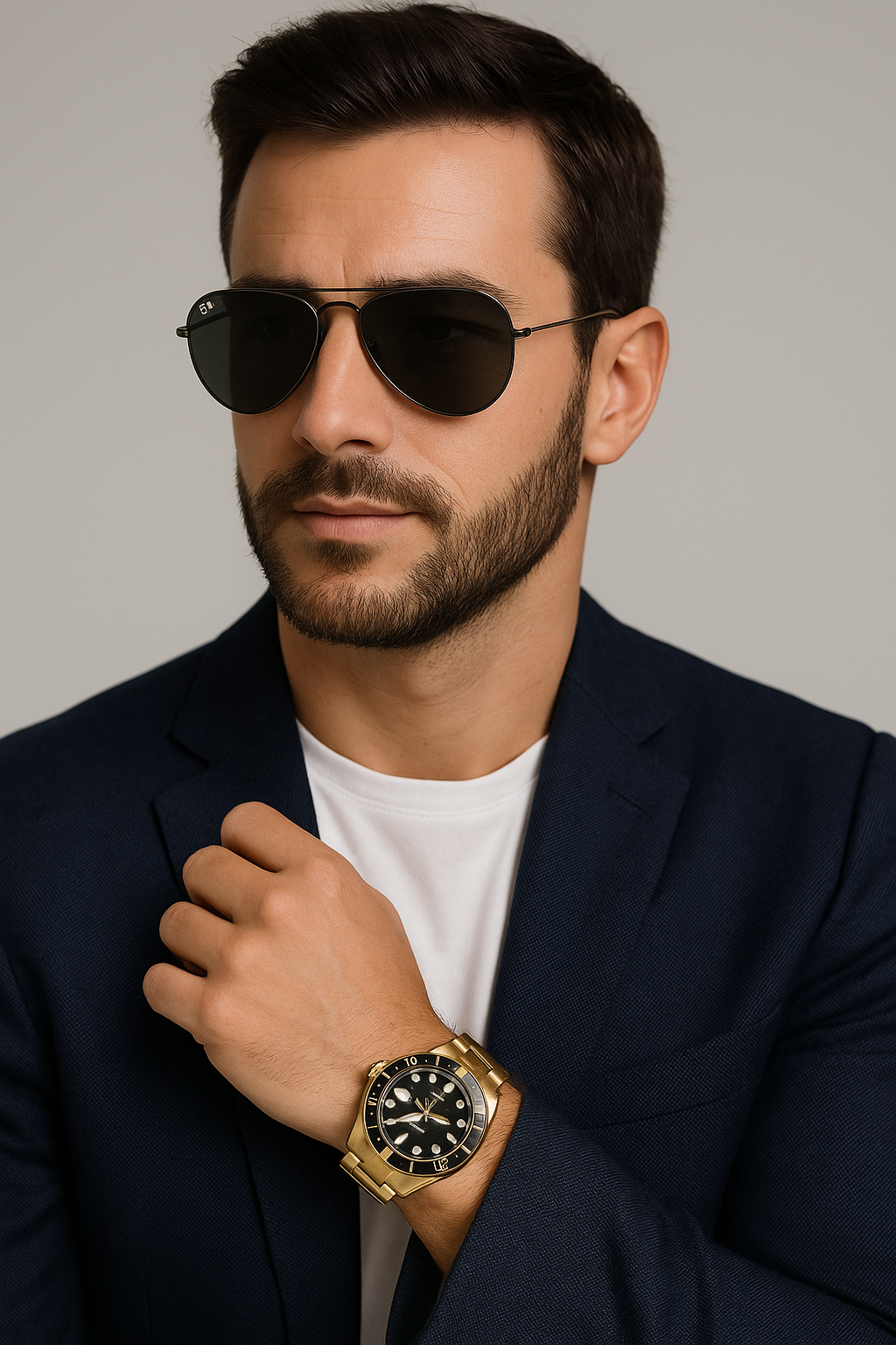 RELOJROLEX SUBMARINERDORADO+GAFAS RAYBAN